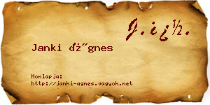 Janki Ágnes névjegykártya